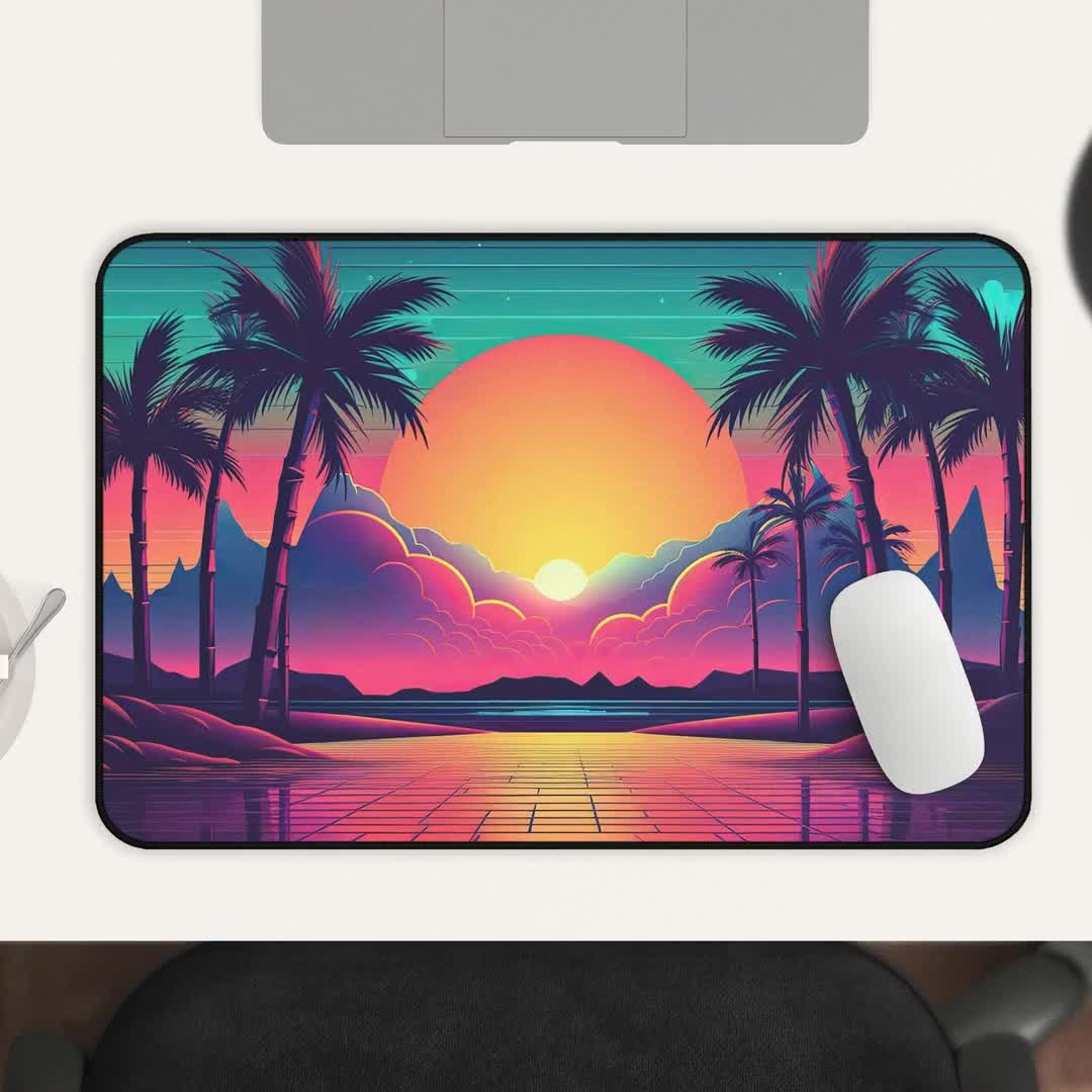 Large Gaming Mouse Pad - Palm Leaves_H Non-Slip Rubber Base Desk Mat Stitched Edges Mousepad Laptop Pc Keyboard Mat Work Game Office 16x29 5in