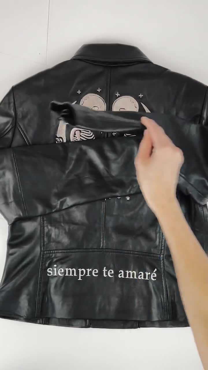 Embroidered Leather Jackets With Names, Personalized Skeleton