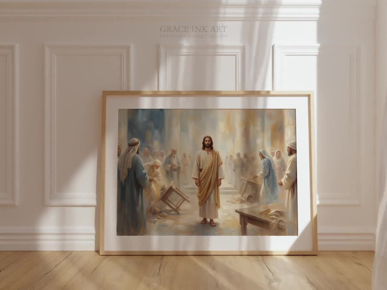 Holy Monday. Jesus Cleansing the Temple Art. Oil Jesus Painting. Christian Easter Wall Digital Print. Holy Week Scripture Art video poster