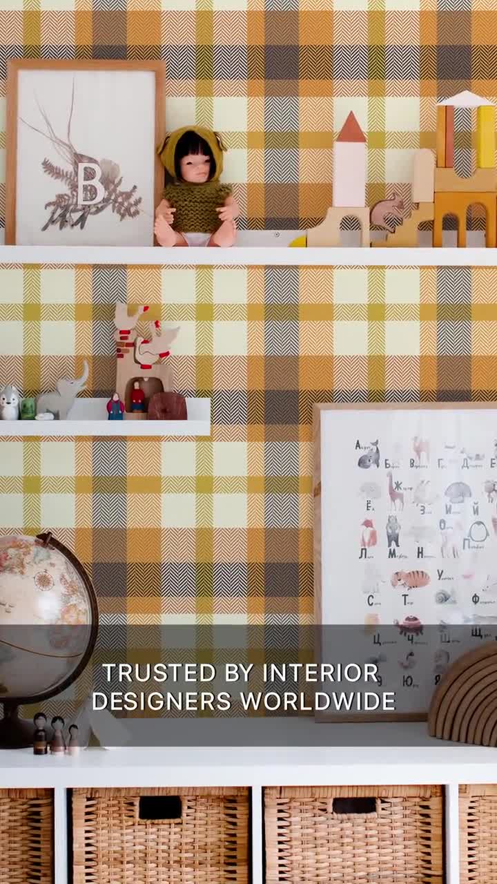 Papel Pintado Autoadhesivo Gingham Taupe Beige – Cuadros Escoceses, 18x54 Pulgadas, Fabricado En USA