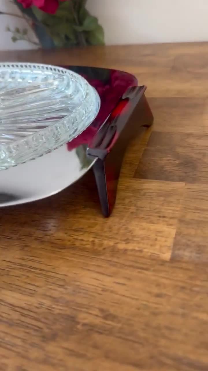 Vintage Gourmates Glo-Hill Canada Atomic Tray Chrome Platter Ruby Handles MCM video poster