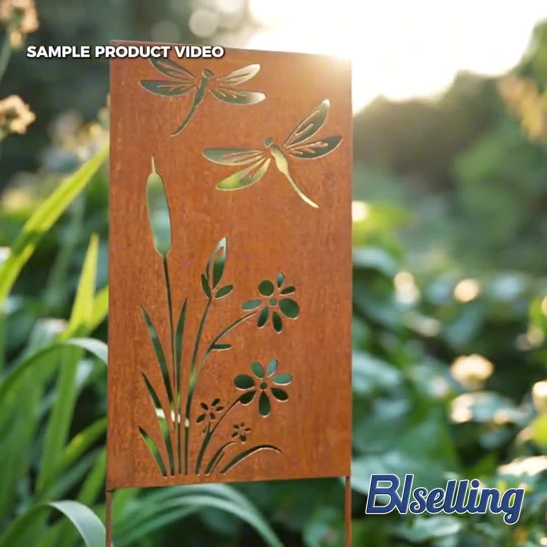 Paletto da giardino personalizzato: design effetto bambù arrugginito - Decorazione per esterni video poster