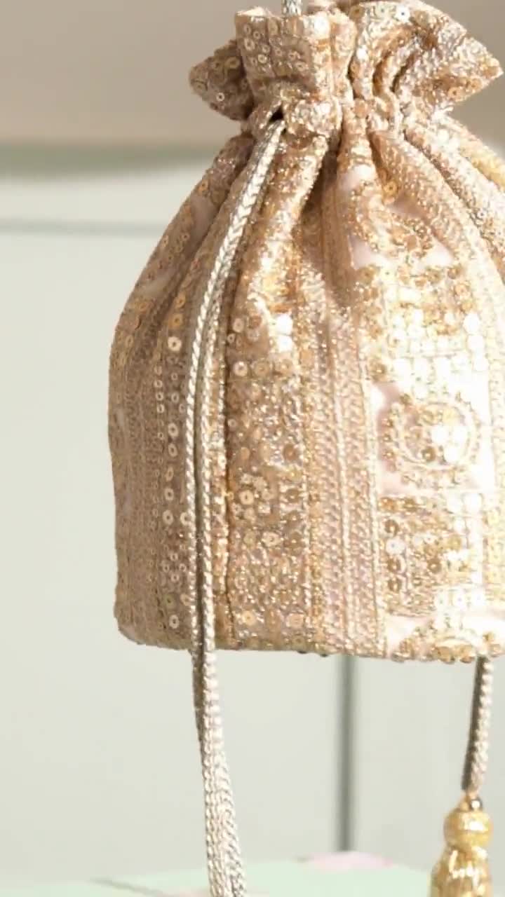 Buy Oro Gold Sequin Capsule Clutch Online in India - The AMYRA Store