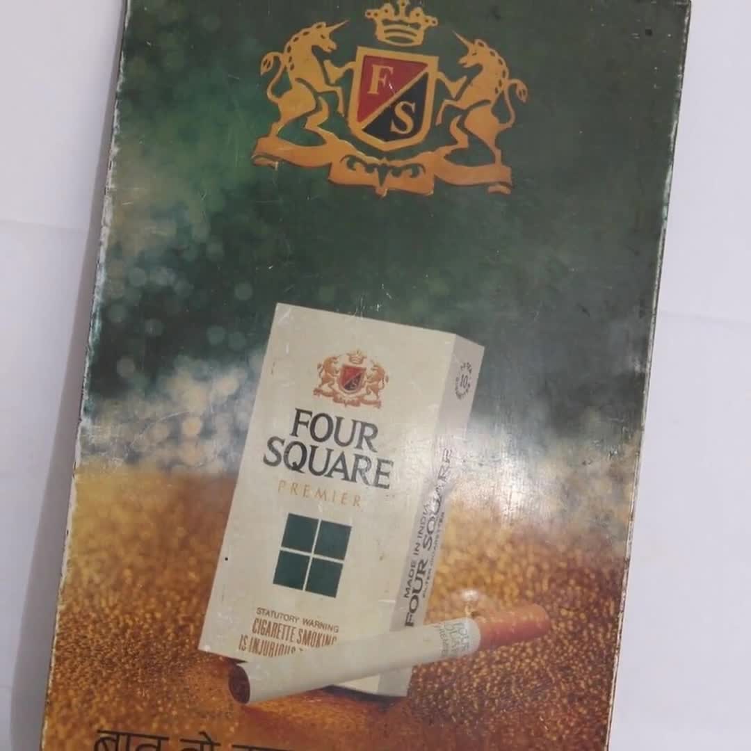 cigarette square Vintage Premier Four Square Cigarettes Litho Tin Sign: Tobacco Advertising  Display