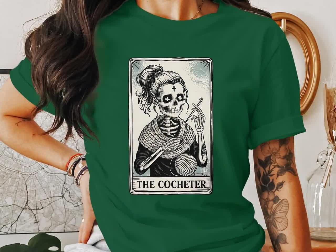The Crochet Skeleton Tarot Card T-Shirts, Sweatshirts and Hoodies, Death  with Yarn, Funny Crocheter Apparel, Knitting Lover Gift Ideas, image size:1280x960