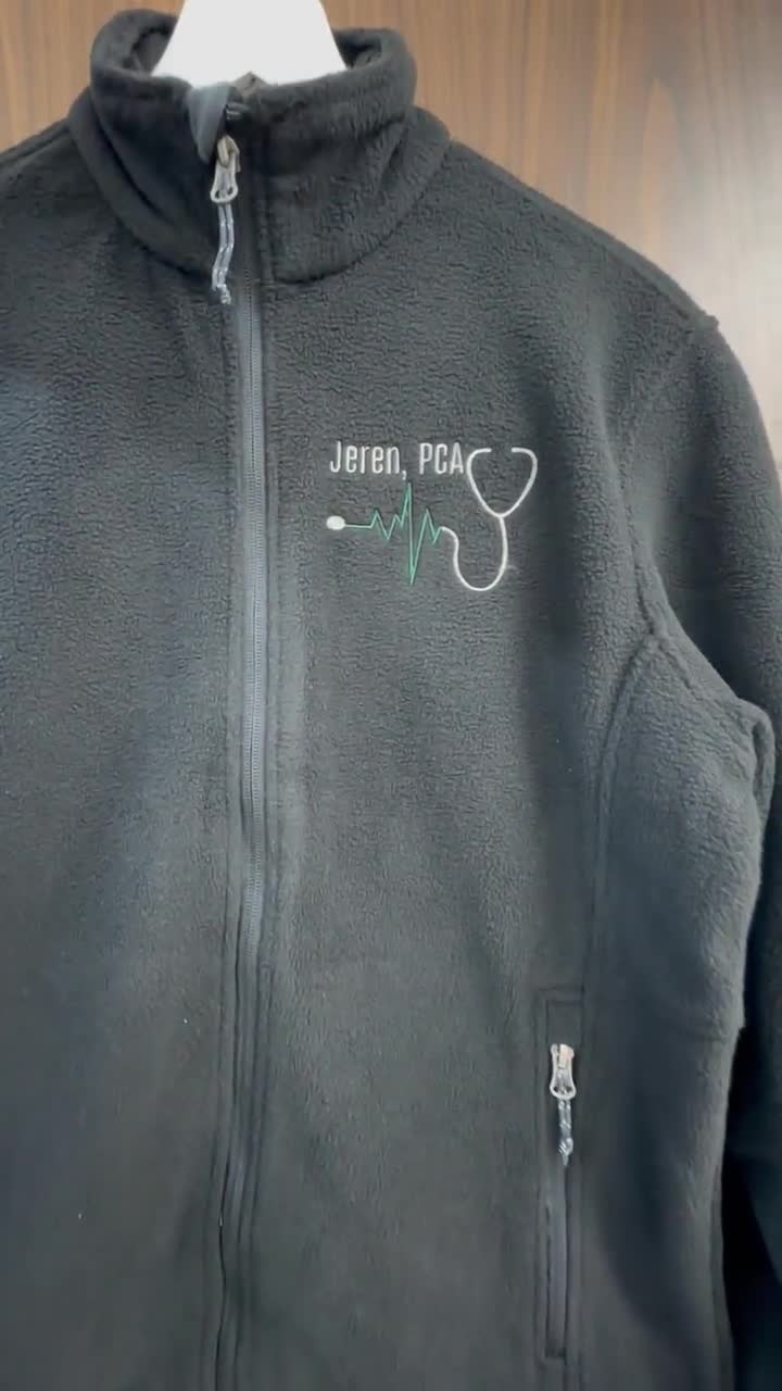 Custom Embroidered Nurse Fleece Jacket - Personalized Stethoscope Design Pullover For Healthcare Workers