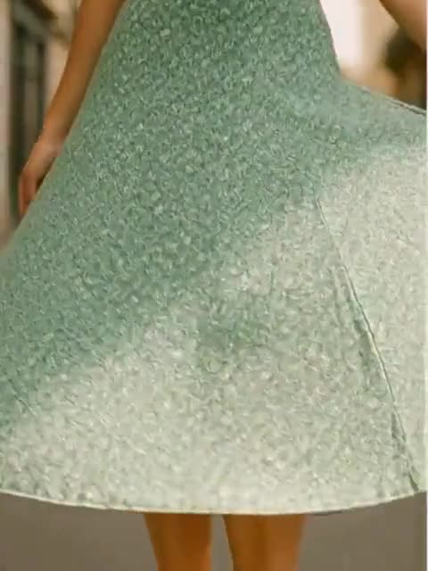 Falda midi floral H&M, estampado verde y blanco, estilo skater informal de verano, talla 6, nueva video poster