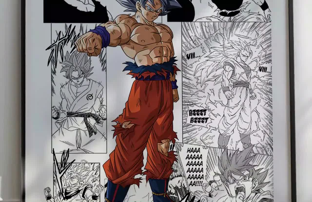 Póster de manga - Son Goku 'Ultra Instinto' - Paneles de manga seleccionados - Impresión digital video poster
