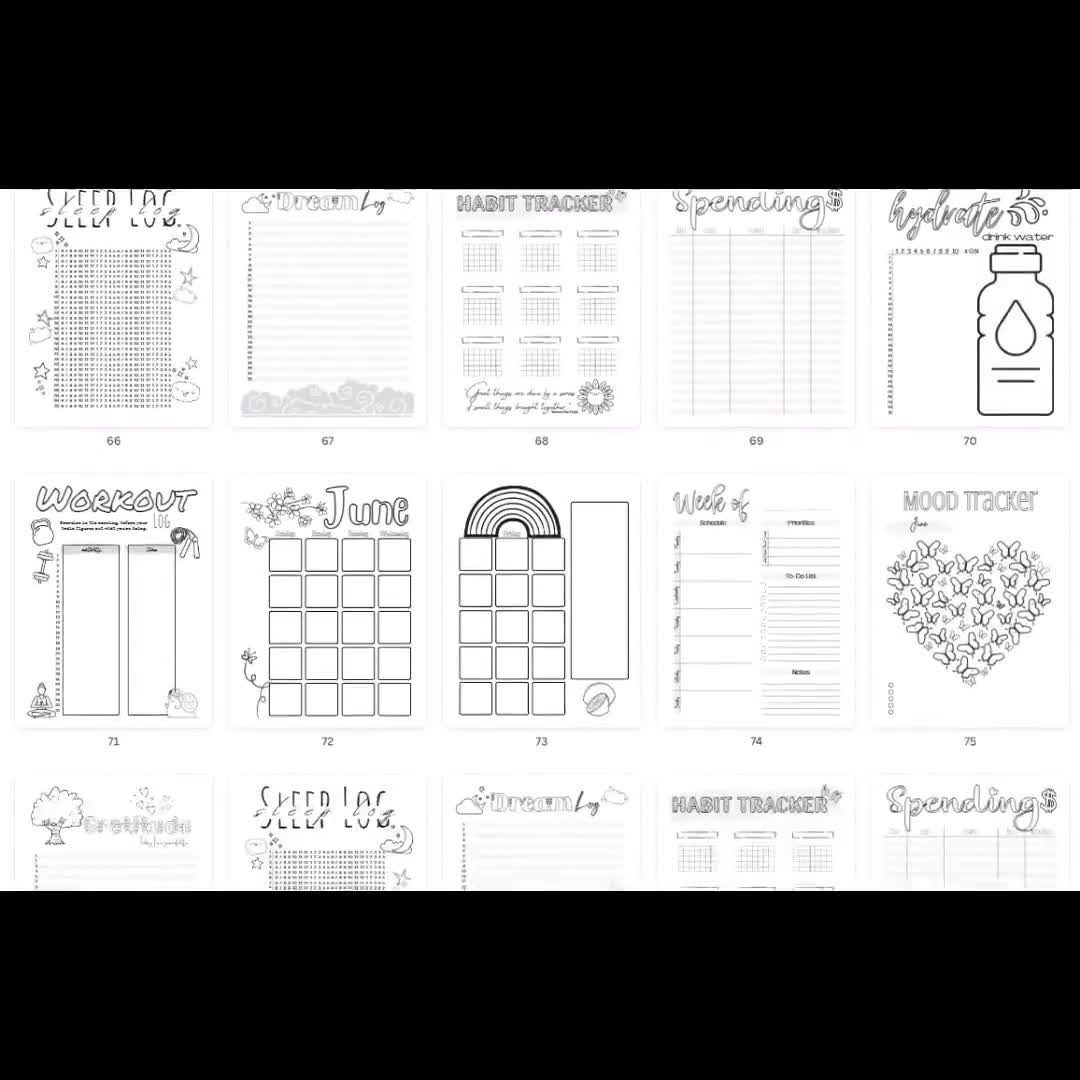 2024 Pre-Made Bullet Dotted Journal Pages; Instant Download Printable  Planner. A Premade Dotted Planner. Track Anxiety and Mental Health.