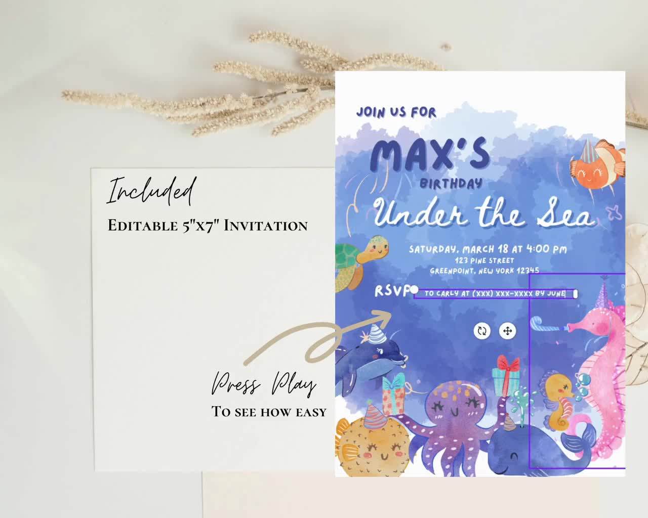 1280px x 1024px - Under the Sea Birthday Invitation EDITABLE Children's - Etsy