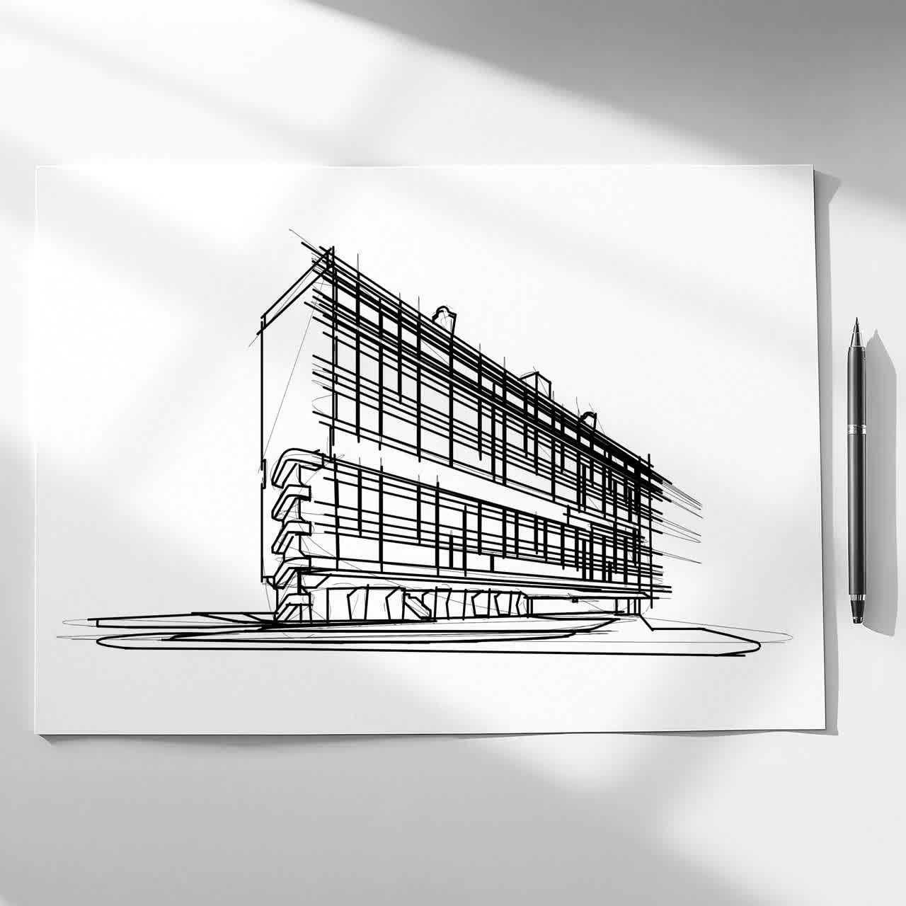 アート・デザイン・音楽 LA CELLULE LE CORBUSIER Le Corbusier L'unite D'habitation Sketch Art Print (digital