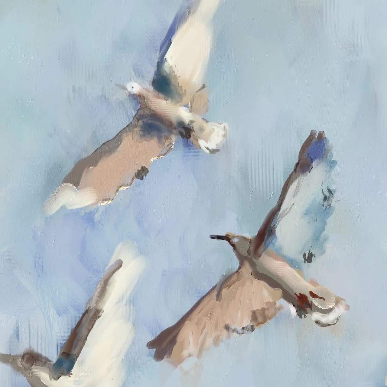 飛ぶ鳥のウォールアートプリント：モダン抽象画 2枚セット（デジタル