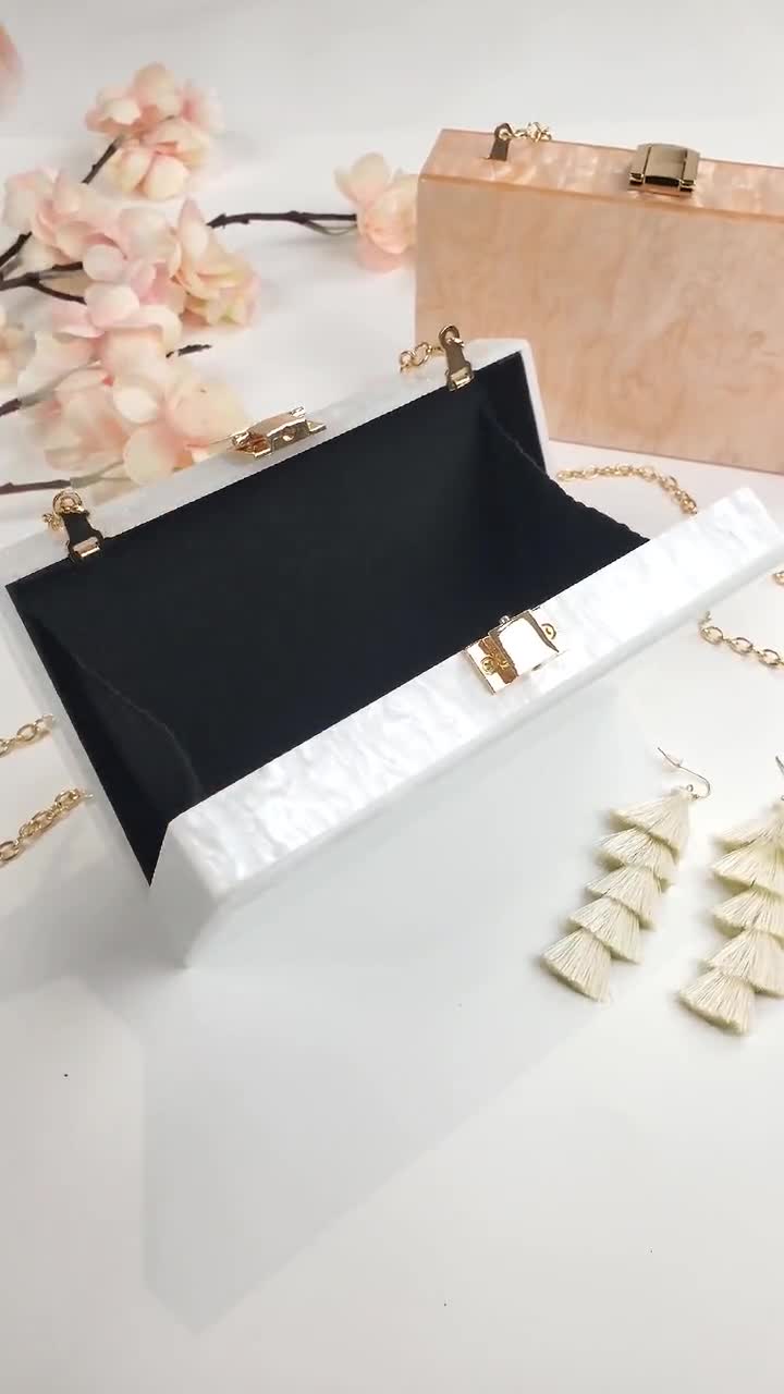 PrettyRobes Customized Marbled Acrylic Box Clutch Bag