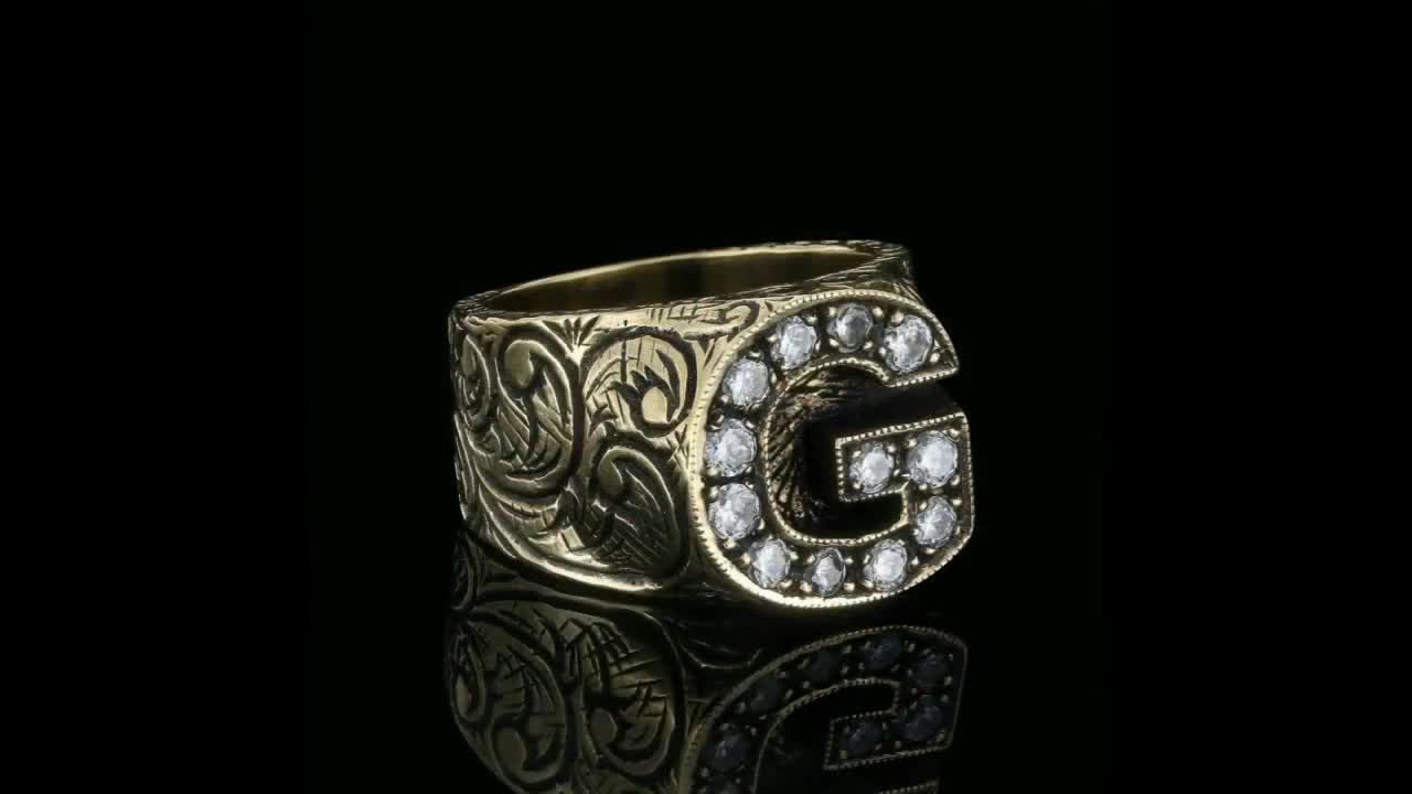 Vintage Custom Diamate Adjustable Mens Gold Signet Ring with Letter - China  Jewelry and Fashion Jewelry price | Made-in-China.com