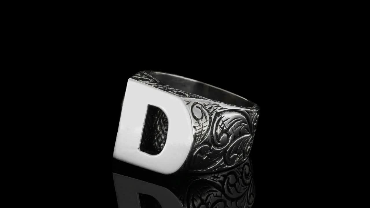 925 Sterling Silver Letter Ring, Letter D Ring, A-Z Initial Ring