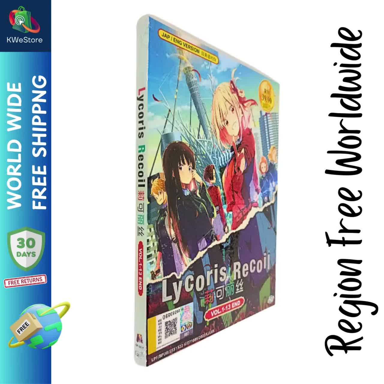 DVD Anime Lycoris Recoil Complete Series (1-13 End) English DVD Anime Lycoris Recoil Complete Series (1-13 End) English