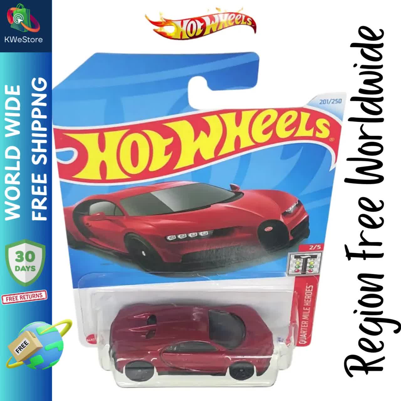 New 2024 HOT WHEELS Quarter Mile Heroes 16 Bugatti Chiron Red