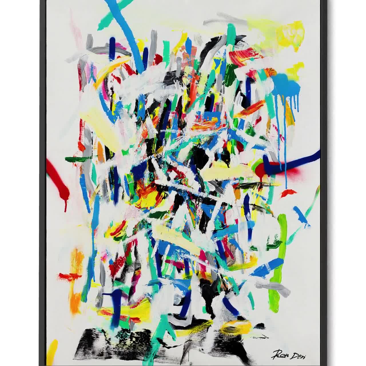 抽象画ウォールアートペーパー、大型モダン抽象画、リビングルームの壁