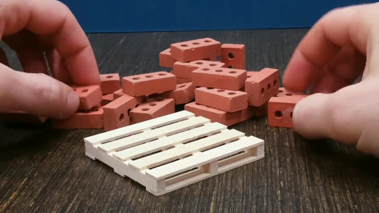 150pcs Mini Ladrillos 1/16 Casa de Muñecas Miniaturas Simulación Ladrillo  Rojo Juguete