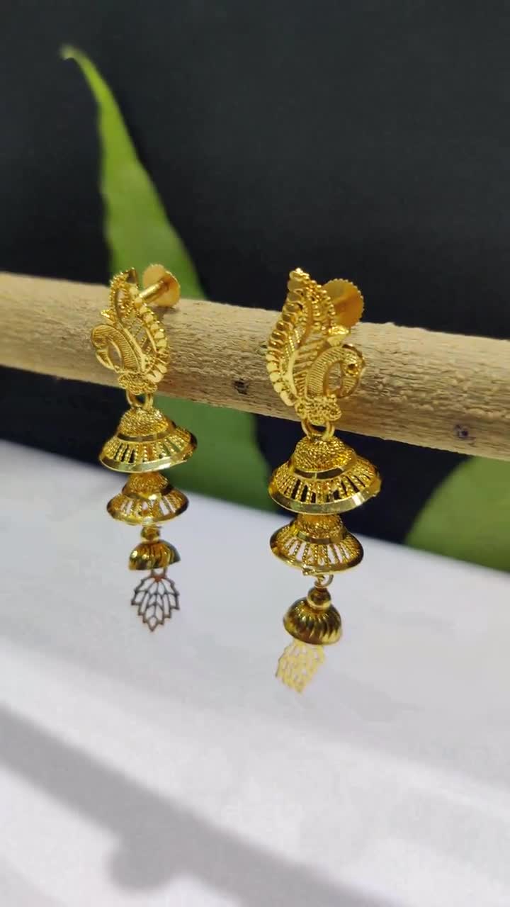 Buy Gold plated Imitation Jewelry Real AD Stones Daily Wear Jhumka
