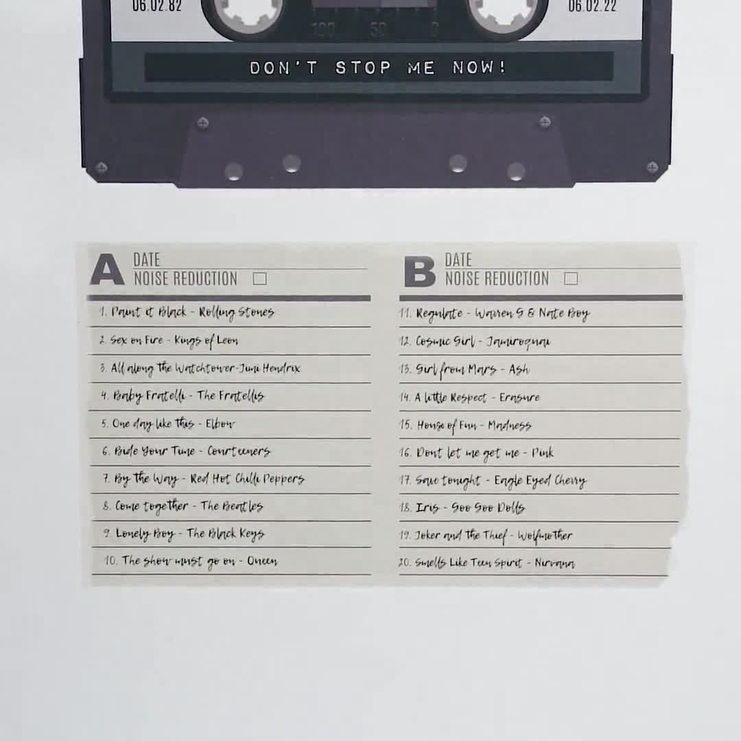 Personalised Mix-Tape Print | Retro Gift For 40th 50th Birthday| Custom  Playlist Song List | Vintage Music Lover Present | Born in 1982 1972