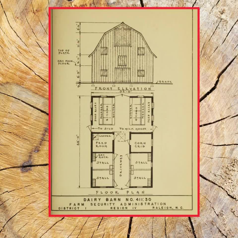 Vintage Barn and Farm Building Floor Plans (PDF File, 65 pp. from 1940  \, image size:960x960