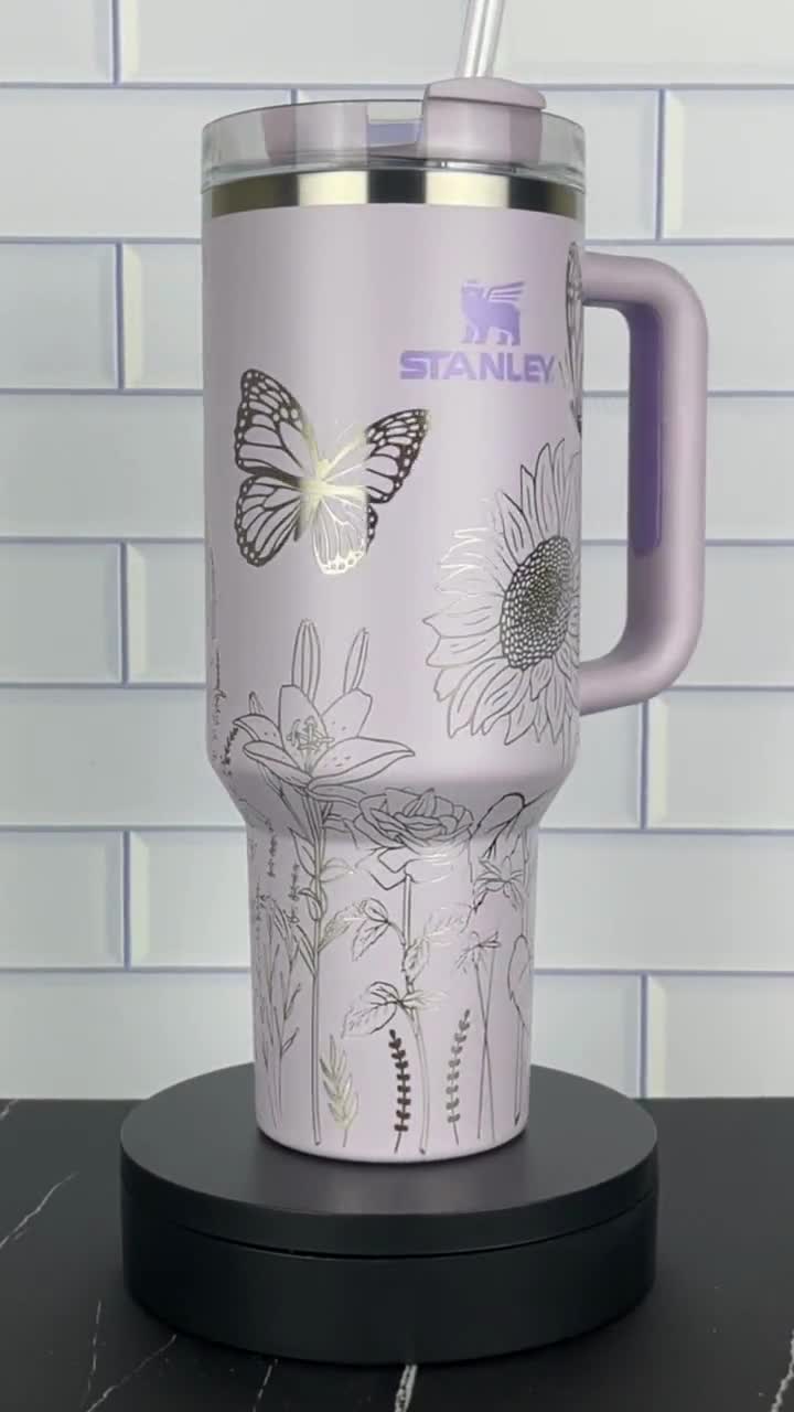 Floral Engraved Stanley 40oz Tumbler-Peach,Citron – Mighty Fine Laser Design