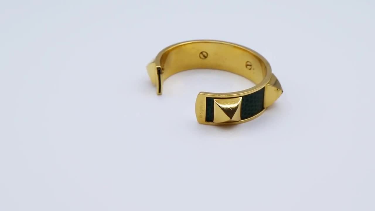 HERMES * Medor Green Leather Bangle Bracelet - Etsy