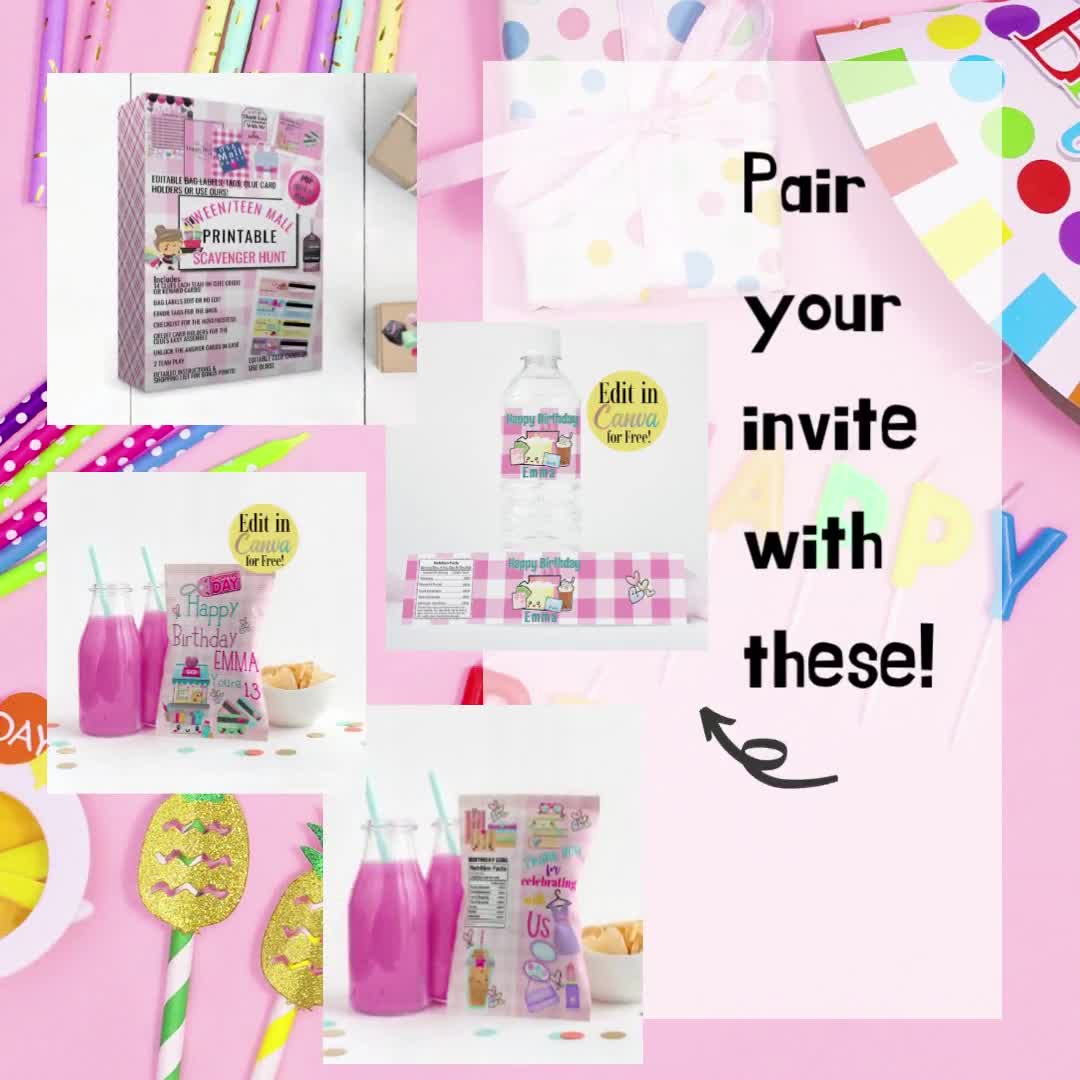 mall-scavenger-hunt-birthday-invitation-girls-mall-scavenger-hunt-invite-tween-teen-birthday-party-invitation-editable-template-canva-etsy