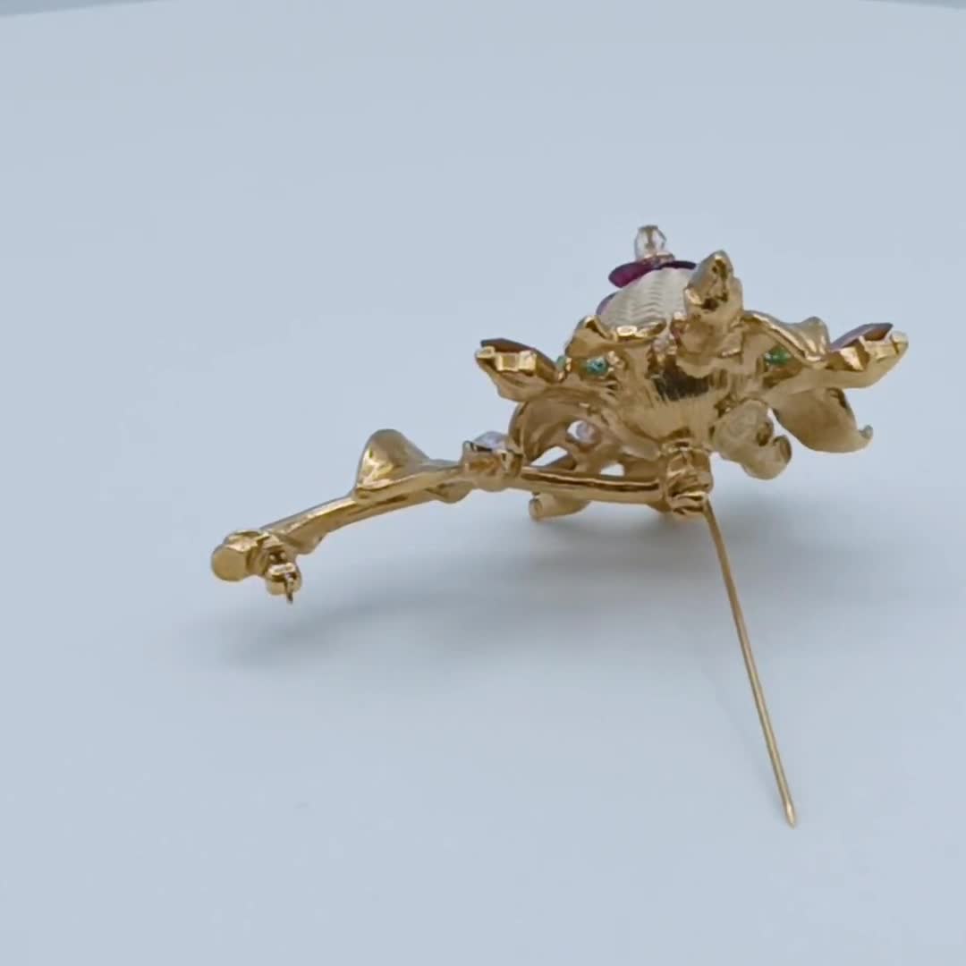 CHRISTIAN LACROIX * Vintage Jewelled Flower Brooch - Etsy