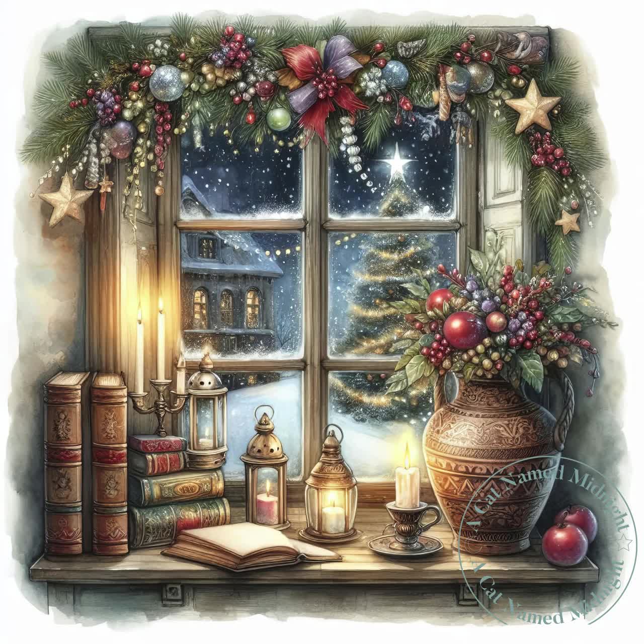 9 Adesivi Natalizi Per Finestre In PVC: Decorazioni Statiche Riutilizzabili Con Babbo Natale, Alberi E Fiocchi Di Neve, 30x20cm - 2
