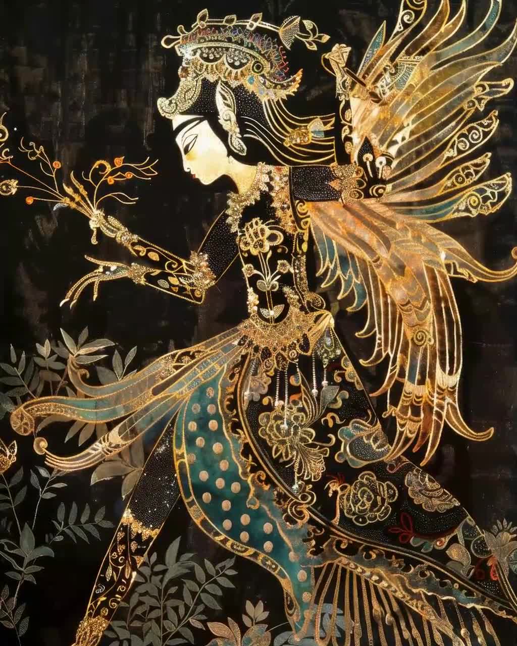 Wayang Kulit アートプリント、伝統的なインドネシアの影絵ウォール