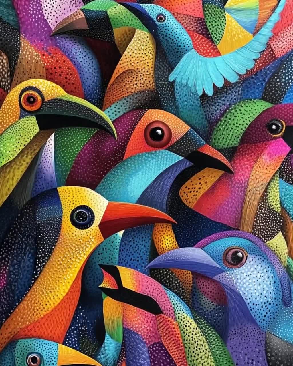 ティンガティンガのアートプリント：色鮮やかなタンザニアの野生動物の