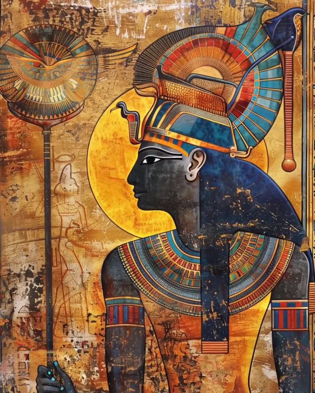 古代エジプトの壁画プリント - 豪華なファラオアート - クラシックな