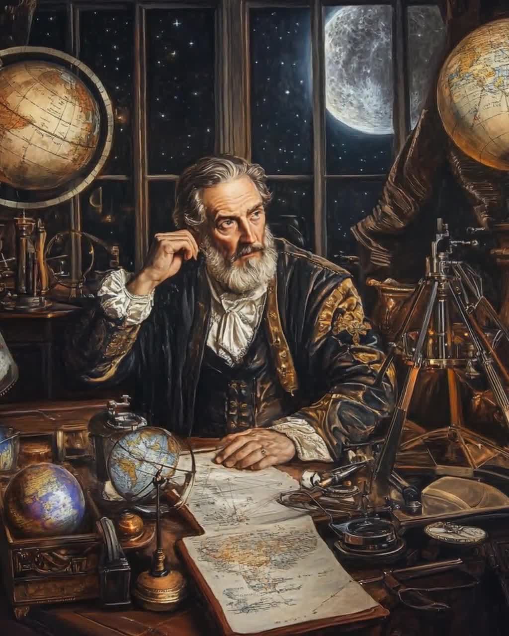 Galileo Galilei Portrait Art Print, Renaissance Astronomer