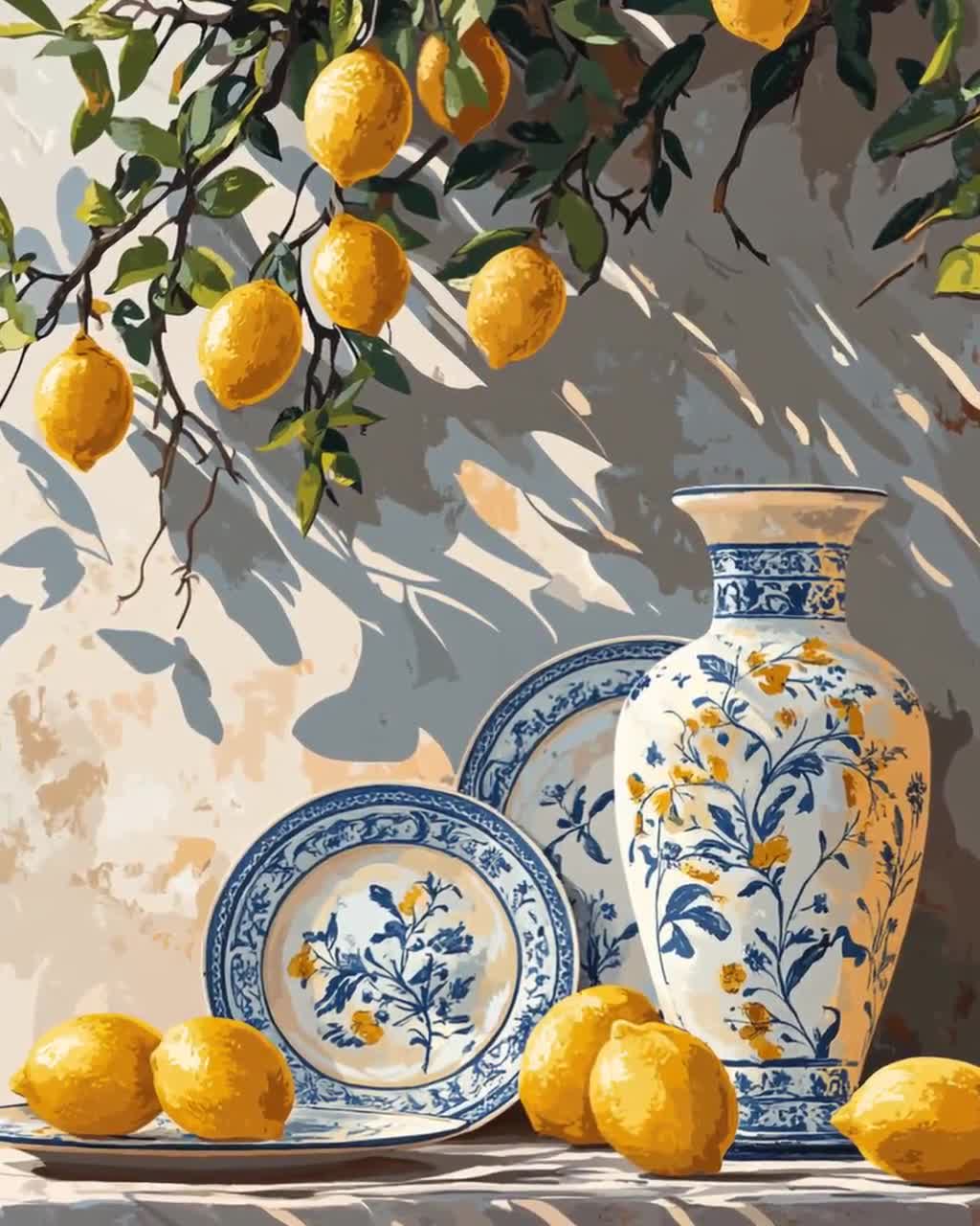 Lemon Majolica Pottery Print: Italian Mediterranean Wall Art - Etsy