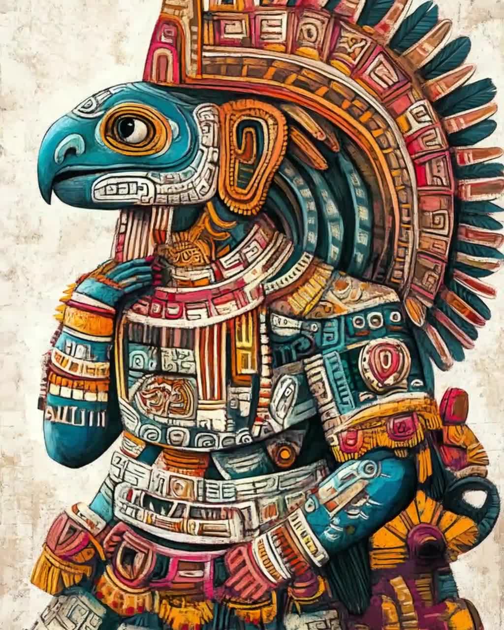 アステカの神テスカトリポカのアートプリント、古代メソアメリカ