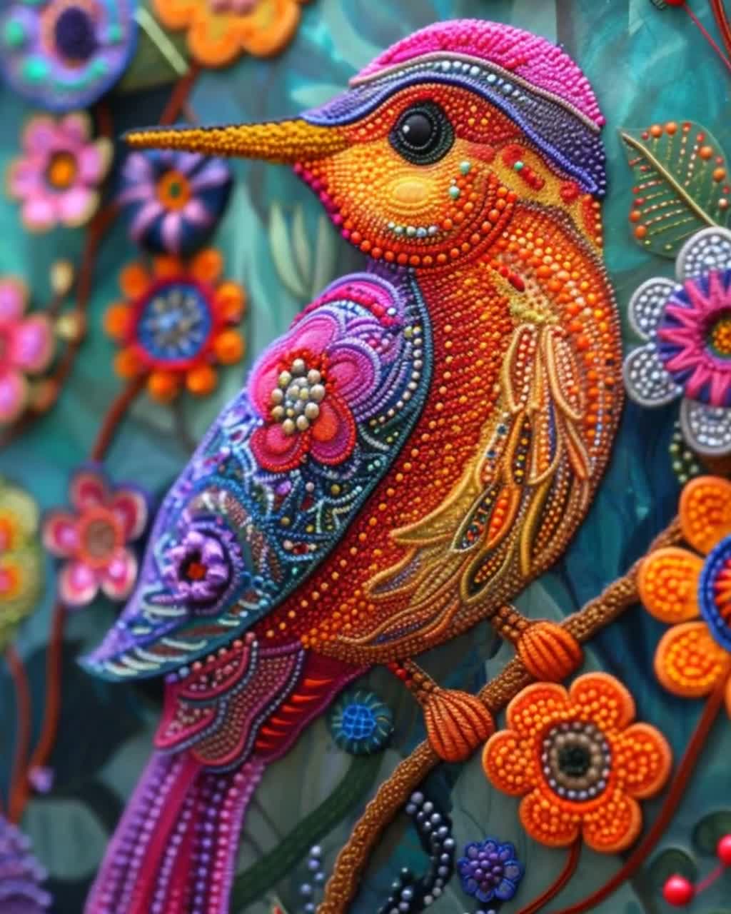 テーブル　クロス　メキシコ　プリント　鳥　動物　植物　カラフル　鮮やか メキシコの民芸品、鳥のプリント：手作りのカラフルなイラスト - Etsy 日本