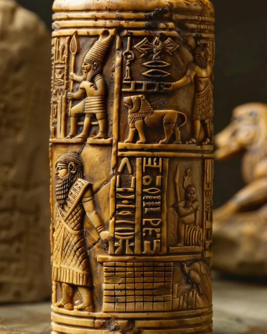 バビロニアの円筒印章、楔形文字、古代の遺物、メソポタミアのシンボル