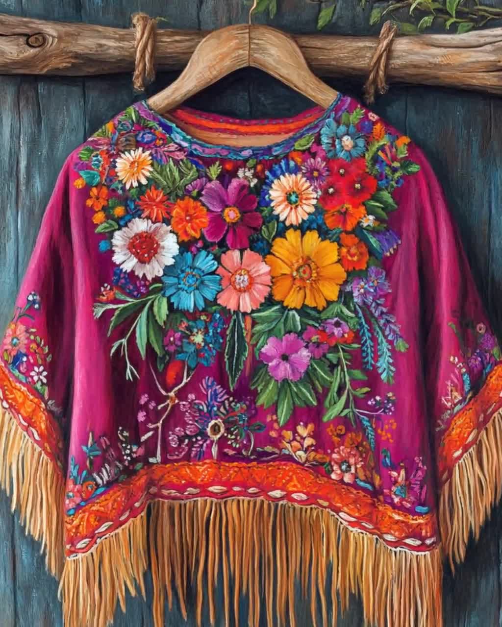 Poncho Vintage Fait Main Du Guatemala - Style Huipil Serape - Taille Unique Femme