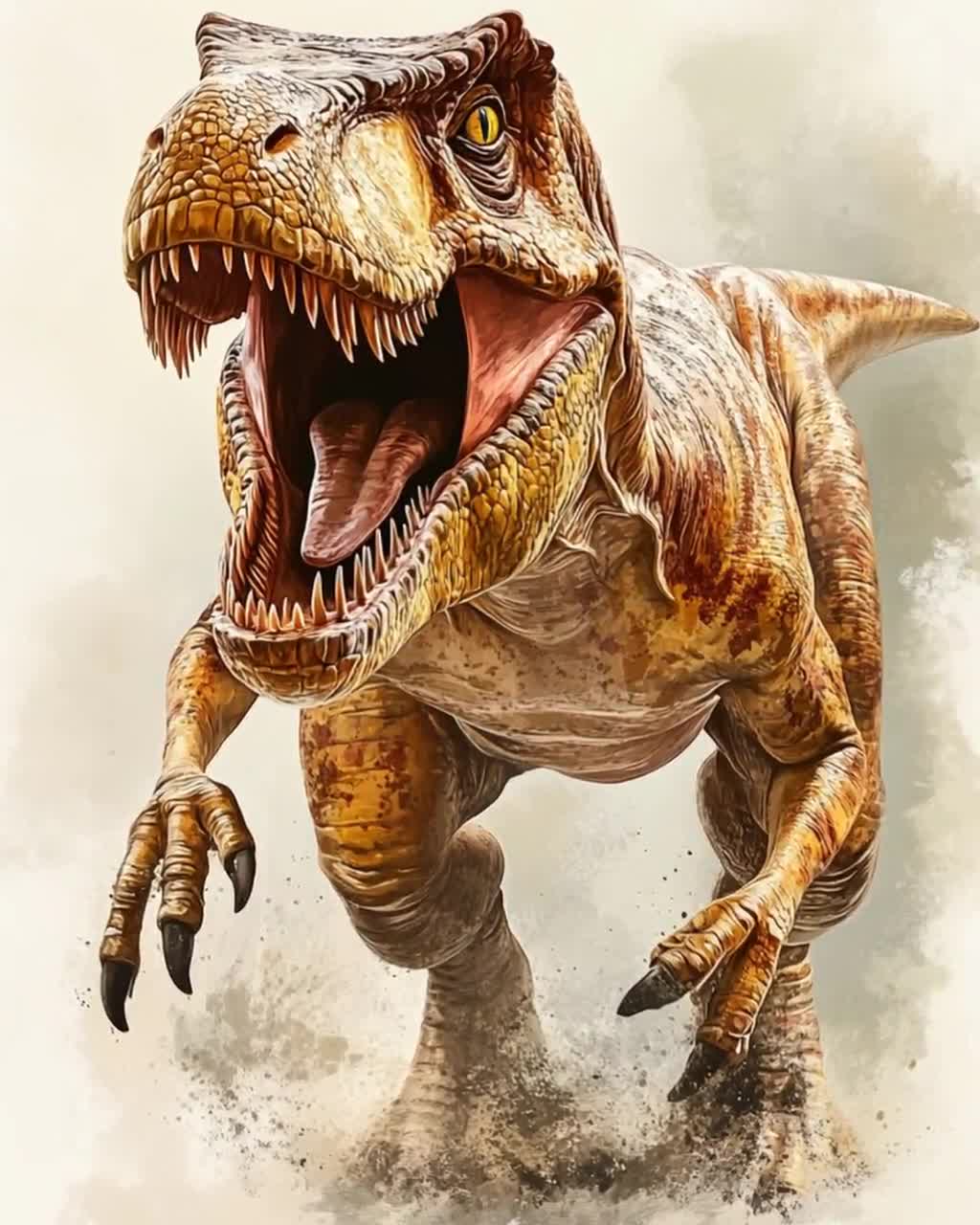 T レックスの咆哮、ティラノサウルス恐竜アートプリント、先史時代の壁