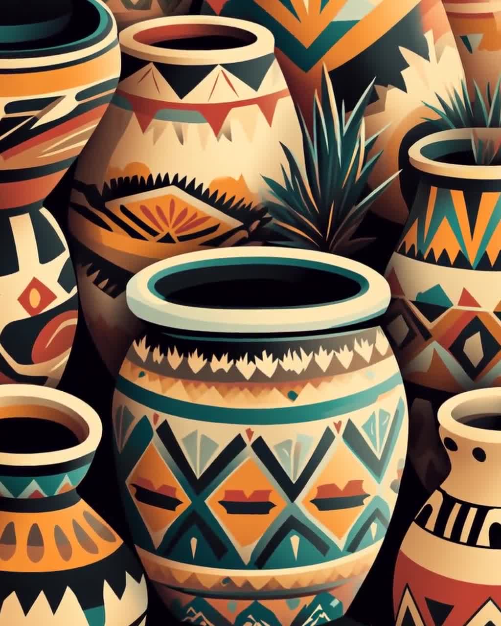Arizona Native American Pottery Art Print, Cultural Heritage