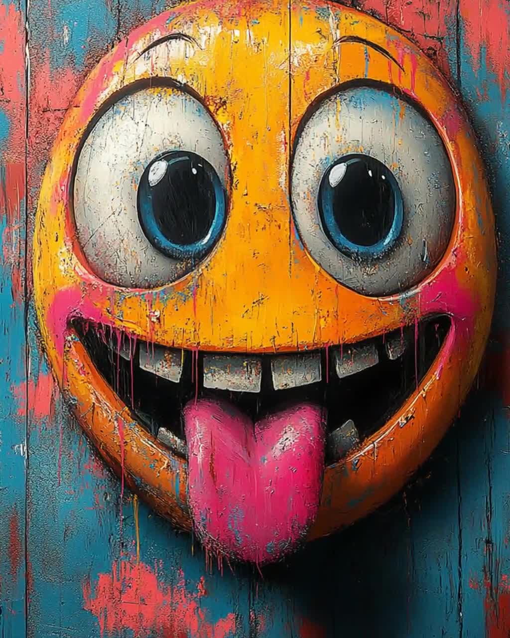 Abstract Smiley Face Art Print: Colorful Pop Expression - Etsy