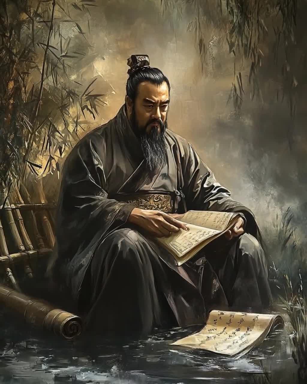 孔子の肖像画アートプリント、古代中国の哲学者、伝統的な学者の壁装飾