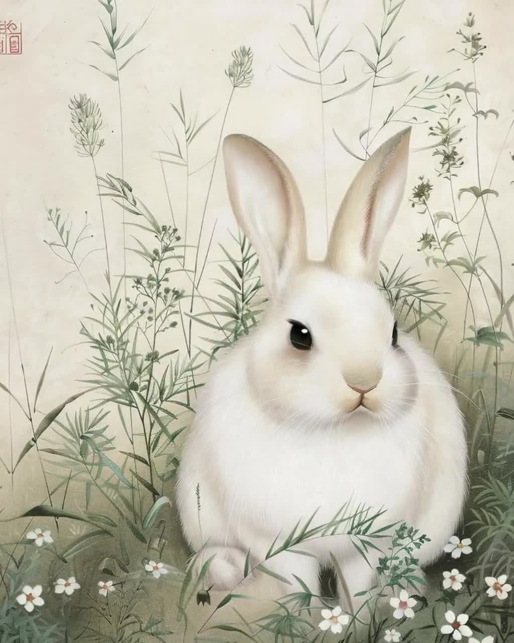 Wabi Sabi Bunny Print: Japanese Rabbit Art for Home Decor - Etsy