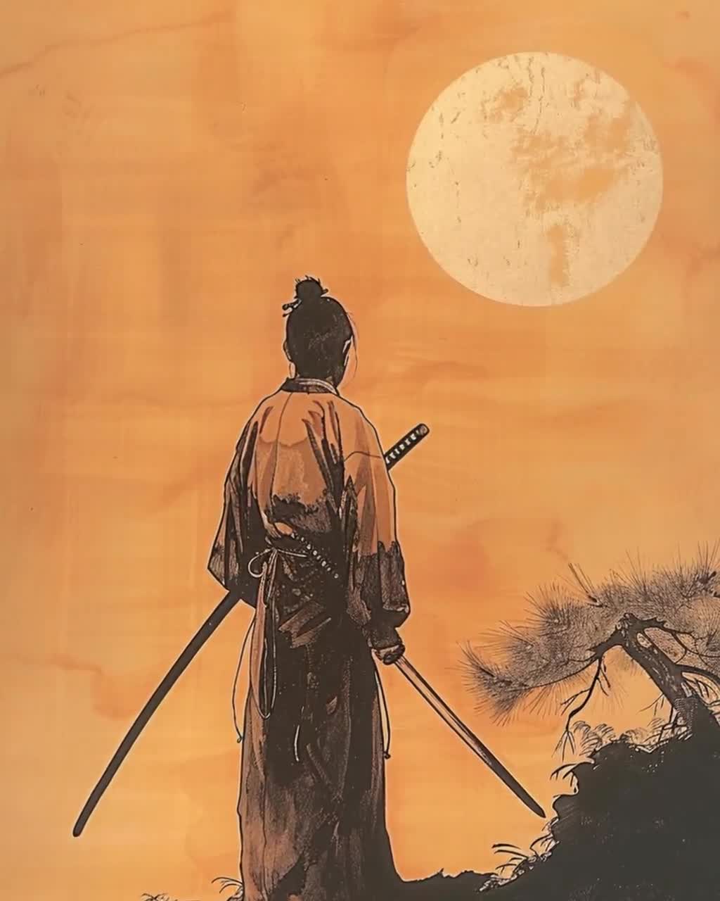 Shin Hanga Samurai Art Print: Japanese Warrior Decor - Etsy