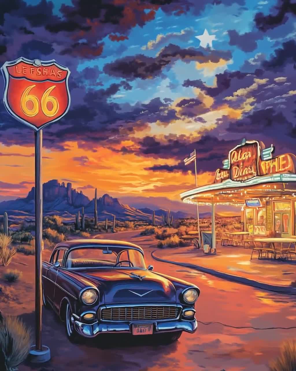 Route 66 Arizona Art Print, Vintage Road Trip Illustration - Etsy