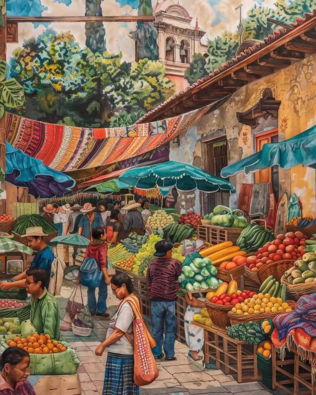 Oaxaca Market Scene Print: Colorful Mexican Street Art - Etsy