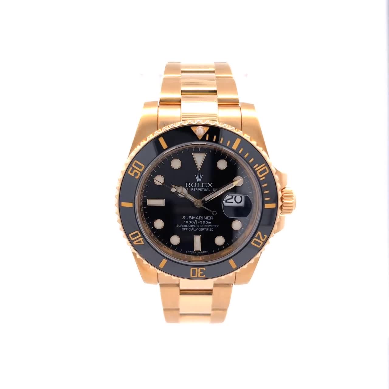 Rolex Submariner Date 18K Yellow Gold Black Dial Bezel 116618N