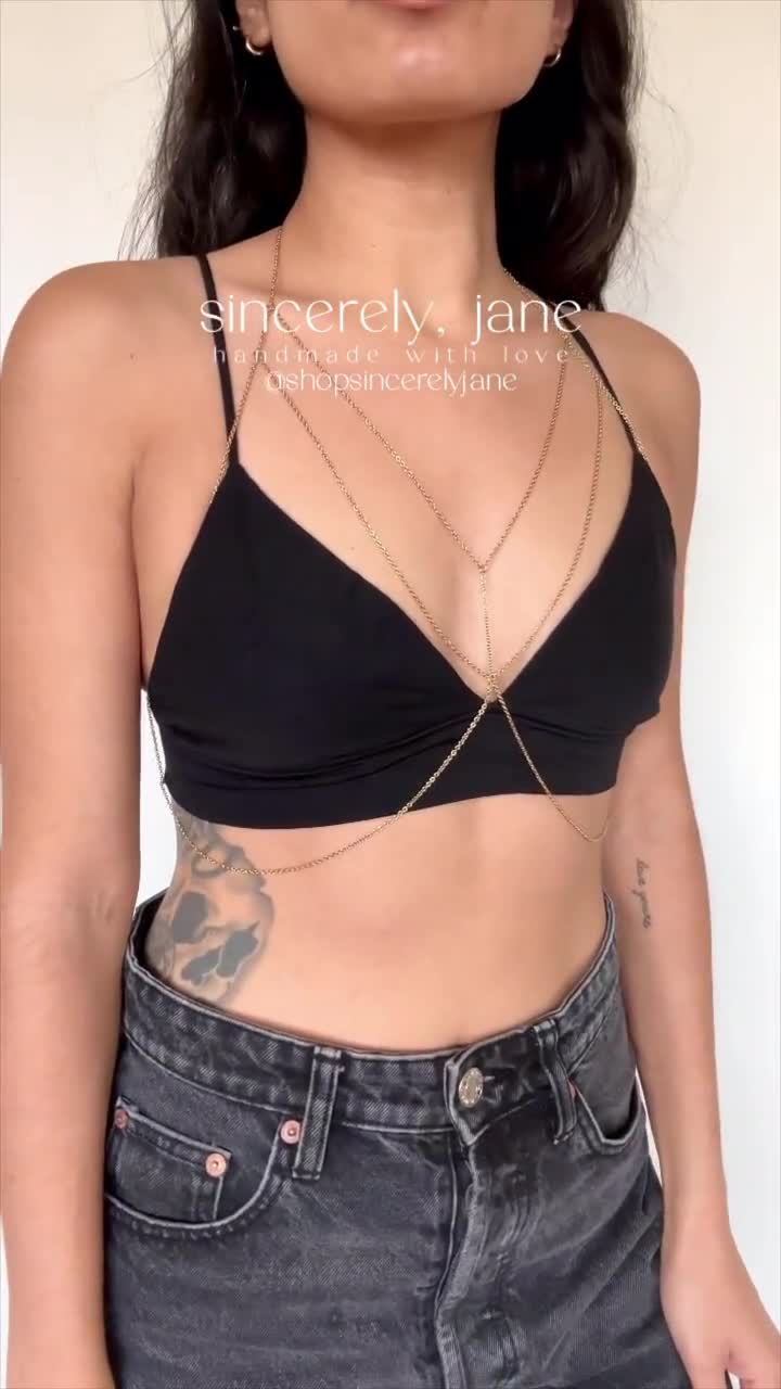 Buy Stainless Steel or Gold Filled Double Layer Chain Bra Body Chain in  Gold or Silver, Handmade, Non-tarnish Online in India 